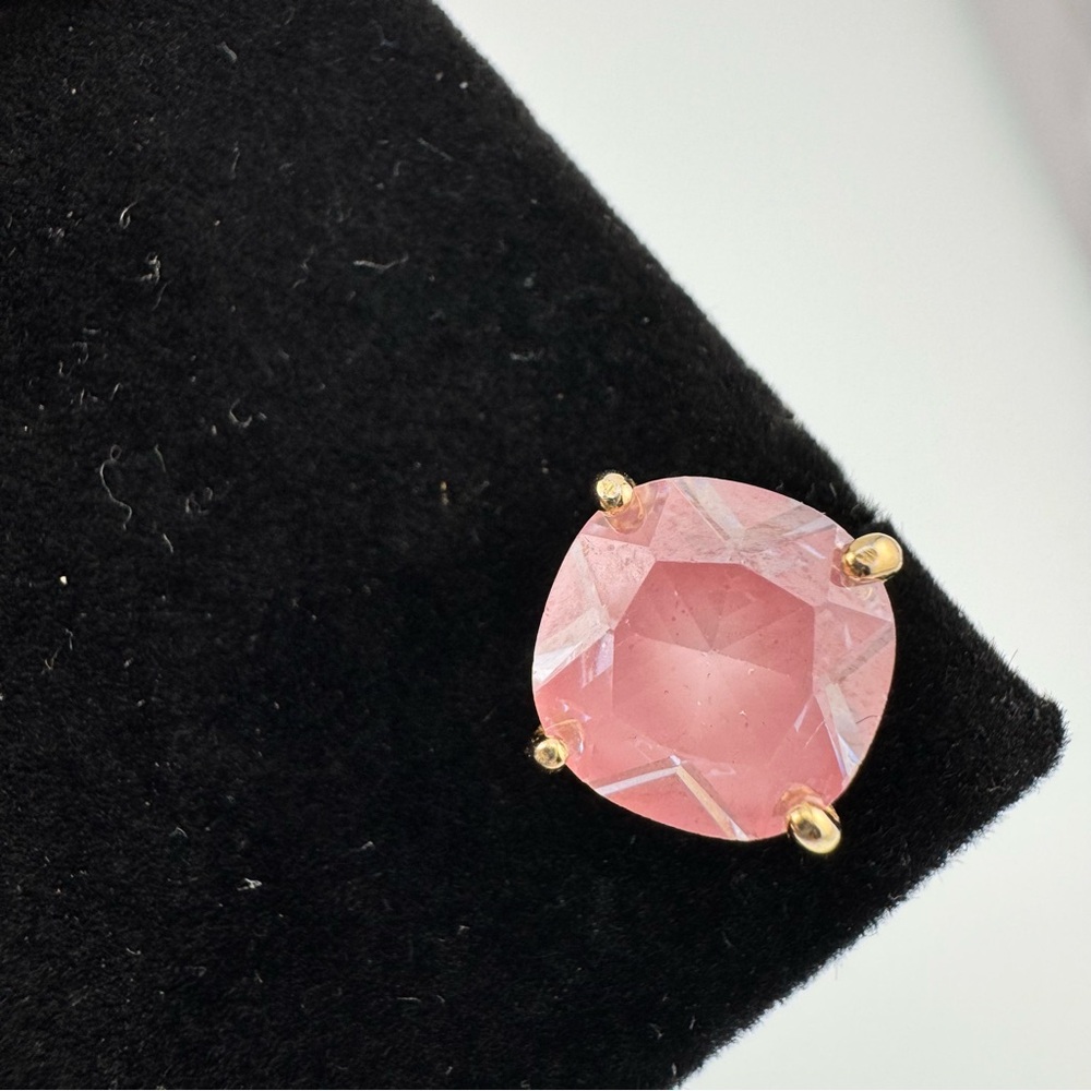 kate spade Rose Pink Crystal Gold-Tone Cushion Stud Earrings - Picture 5 of 6